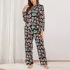 Dames nachtkleding Mexicaanse suikerschedelpyjama Dames Kleurrijke schedels Bloemenprint Elegant Slaapkamer Herfst 2-delige oversized pyjamasets