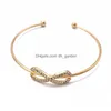 Bangle Gold Sier Crystal Rhinestone Charm Oneindige Armbanden Armbanden voor vrouwen Nummer 8 Liefde Manchet Bangle Mode Open Arm J Dhgarden Dhhq1