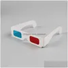 3D -glasögon Papper Rödblå Cyan -kort Anaglyph erbjuder en känsla av verklighetsfilm DVD Drop Delivery Electronics Home O DHPUZ