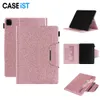 Caseïstische luxe glitter magnetische flip wake slaap pu lederen portemonnee cash slots standaard houder tablet case cover tas voor iPad air mini pro 1 2 3 4 5 6 7 8 9.7 10.2 10.5 11 12,9 inch