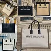 Fashion Rive Gauche Tote Bag Canvas Leather Designer Metal Hardware Beach Bags Ladies Casual Totes Crossbody Female Purses Han3098