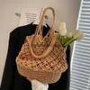 Umhängetaschen 2023 Sommer Strand Stroh Tasche Luxus Design Frauen Geflochtene Hohl Bast Große Kapazität Casual Tote HandtascheH24217