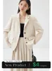 ZIQIAO Fashionable Creamy White Skirt Suit for Women Spring Flat Lapel Blazer Jacket ALine Skirts Female 23ZQ94135 240202