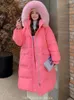 Trenchs de femmes TXII Plus Fat Extra Large Taille Femmes Slim Long Rembourré Col De Fourrure Rose Down Jacket Manteau XL-5XL