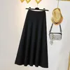 Knitted half length skirt for women spring mid length high waisted A-line skirt showing thin umbrella skirt female tops 240201