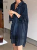カジュアルドレスザンゼアサマー格子縞のチェックシャツドレス女性ビンテージ長袖ルーズサンドレスラップネックニーレングスヴェスティド特大