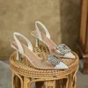 Sexy Banquet Transparent Wedding Shoes For Bride Comfortable Sparkly Crystal Solid Color Pointed Toe Women Prom Shoes High Heels Bridal Summer Sandals CL32