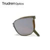 Solglasögon Trudren Womens Trendy Folding Men Travel Polarised Sun Glasses TR90 Foldbar Frame Flat Lens Solglas med Studs 2109