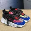 Luxury Oversized Chain Reaction Designer Shoes Italy Brand Black White Multi-Color Rubber Suede Pony Leopard Pink Platform Sneakers Women Mens Casual Trainers