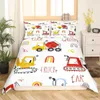 Bedding sets Equipment Trucks King Queen Duvet Cover Downtown Pattern Bedding Set for Boys Public Vehic Urban Road Blue Polyester Quilt Cover