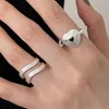 Cluster Rings BF Club 925 Sterling for Women Big Heart Fashion Geometric Vintage Handgjorda oregelbundna ringfestgåvor