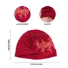 Nya kvinnors paljettblomma dekoration turban afrikansk huvudmuslimsk huvud wrap bonnet damer huvudkläder cancer hattar india cap bandana