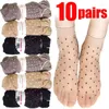 Mulheres meias de seda ponto tornozelo curto sox renda elástica náilon moda transparente ultrafino malha feminina antiderrapante inferior splice meia