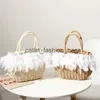 Fourre-tout sac de paille femme nouveau style fée plume tissé mode sac à main bord de mer voyage vacances beachH24217