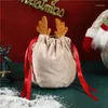 Décorations de Noël 20pcs Sacs de bonbons de cordon de cordon de velours Sac d'emballage réutilisable pour la fête de Noël Goodies Emballage Décor Cadeau