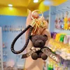 Keychains Fashion Resin Weaved Bow Bear Keychain For Women Girls Creative Cute Cartoon Backpack Bag Car Key Pendant Jewelry