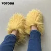 Luxury Mongolian Fur Slippers Women Winter Long Wool Snow Boots Warm Flat Nonslip Home Teddy Slide Ladies Cute Cotton Shoes 240126