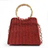 Totes Summer new personality womens bag Z bamboo handle retro rattan woven A handbag one-shoulder messenger strawH24217