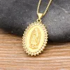 New Arrival 10 Styles 14K Yellow Gold CZ Virgin Mary Necklaces For Women Men Crystal Necklace Long Chain Catholic Jewelry Gi 23