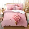 Set di biancheria da letto Fiore 3d San Valentino Set di biancheria da letto per matrimonio Lussuoso copripiumino con cuore rosa amore Copripiumino Queen Twin Size 2/3 pezzi Personalizzato