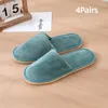 Pantoufles 4 paires/lot El hommes femmes Top qualité velours voyage jetable coton maison hospitalité chaussures SPA invités diapositives