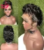 4x4 Curly Bob Short Pixie Pixie Pixie Human Hair 13x4 Koronki czołowe preparowane z włosami dla dzieci 150 Remy przednia koronkowa peruka dla czarnych kobiet9340326