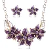 Necklace Earrings Set Fashion Moda Red Jewelry Purple Enamel Statement Retro Women's Luxury Crystal Banquet Dress Accessories