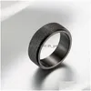 Cluster Rings Fashion Simple 8Mm Titanium Stainless Steel Matt Rings Blue Black Gold Rotate Mens Jewelry Wholesale Party Gi Dhgarden Dhtbf