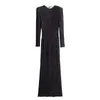 Casual Dresses Women Sequins Slim Long Dress Sexy Club Back Hollow Out Female Elegant O-neck Sleeve Bodycon Vestidos Robes