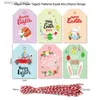 Etiketter Taggar Happy Easter Present Taggar Rabbit Bunny Ear Print Papperskort Förpackning Hang Tag Etiketter Easter Party Decoration Supplies 48st Mix Q240217