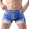 Cuecas homem sexy jeans boxer briefs cintura média respirável lavado calças curtas homens confortáveis esportes denim shorts biquíni adulto roupa interior