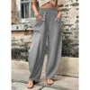 Designer women's clothing pants Solid color pocket Womens casual pants Elastic pants Camp pants baggy women pants women summer flower pants women's casual pantsR5QT