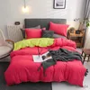 Bedding sets Nordic 3/4Pcs Solid Solor Bedding Set Home Duvet Cover Sheet Quilt Cover AB side Bedroom Decor Queen King Size 150x200 220x240