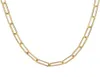 Halskette Edelstahl Runde flache Rechteck Choker Frauen 18K Gold plattiert Papierklammer Verknüpfungskette Halsketten8029747