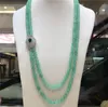 sell natural dongling green stone beads multilayer micro inlay zircon clasp long necklace sweater chain fashion jewelry343B5933206