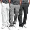 Pantalon cargo en laine pour hommes pantalon de transpiration ample avec poches pantalon droit de sport pantalon de jogging vêtements de rue hip-hop 240217