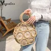 Totes Fashion Rattan Hollow Straw Handväskor Kvinnor Handgjorda Wicker Woven Summer Beach Crossbody Väskor Kvinna Bali Böhmen Travelh24217