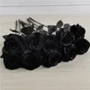 Decorative Flowers Artificial Black Rose Bouquet Halloween Home Simulation Retro Gothic Wedding Flower Table Decor Pography Prop