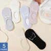 Meias femininas fulsurpris 5 pares/lote urso bonito verão curto barco meninas sólido algodão tornozelo meia feminina estilo casual respirável