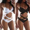 Kvinnors badkläder Bandage Bikinis High Cut Push-Up Women Swimsuit Kvinna Thong Bikini Set Swimming Suit for Solid Bather