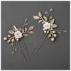 Pinces à cheveux bâton femmes accessoire de mariage coiffure robe de mariée bijoux de fiançailles 2 PCS fleur forme fourchettes Festival décoration M462