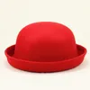 Berets Elegant Adults Solid Hat Roll Up Brim Panama Bowler Bucket Mens Womens Classic Wool Round Hats Cap Party