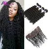 Allove Whole 8A Brazilian Deep Wave 4pcs Human Hair Bundles With 13x4 Lace Frontal Closure Weaves Extensions for Women All Age7829071