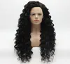 Iwona cabelo encaracolado longo peruca marrom escuro 184 meia mão amarrada resistente ao calor peruca dianteira do laço sintético5437121