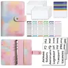 System Money Rainbow Budget Notebook Leather Pockets Saving Binder Bill Cash Envelopes Set Organizer