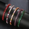 Länkarmband Luxury Crystal Stone Tennis Armband för kvinnor Femme Rainbow Chain med Zircons Brud Wedding Jewelry 2024