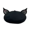 Retro Womens Cute Fox Ear Woolen Basker Caps Real Wool Casual Warm Painter Hat Handgjorda Nick Cat Ear Baset Hat Gift RH 240118
