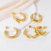 Hoop Earrings Punk Gold Plated Stainless Steel Irregular For Women Minimalist Geometric Twisted Smooth Ear Ring Huggie Hoops