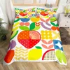 Beddengoedsets Geel Citroen Koning Koningin Dekbedovertrek Cartoon Fruits Aquarel Beddengoed Set Kleurrijke Kersenbladeren Geometrie Polyester Dekbedovertrek