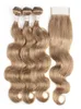Braziliaanse haarbundels met sluiting 8 asblonde bodywave 4 bundels met 4x4 vetersluiting Remy human hair extensions3397768